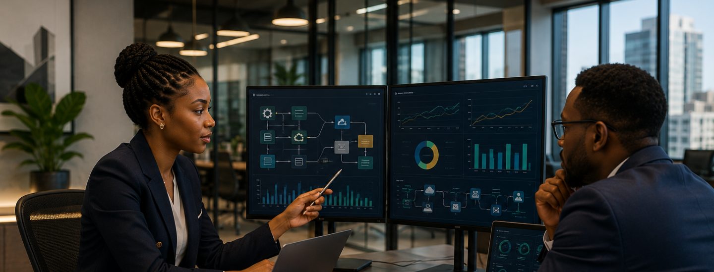 A consultant walking a client through a process map