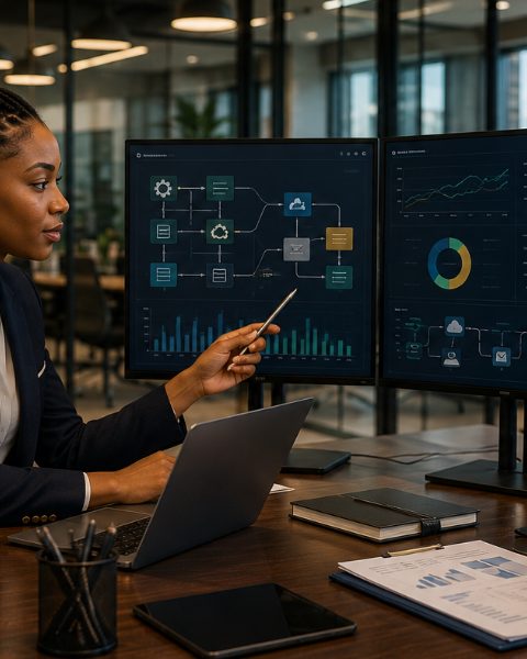A consultant walking a client through a process map