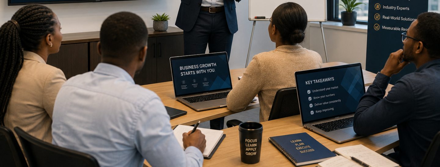 A finance team working through a session with a trainer